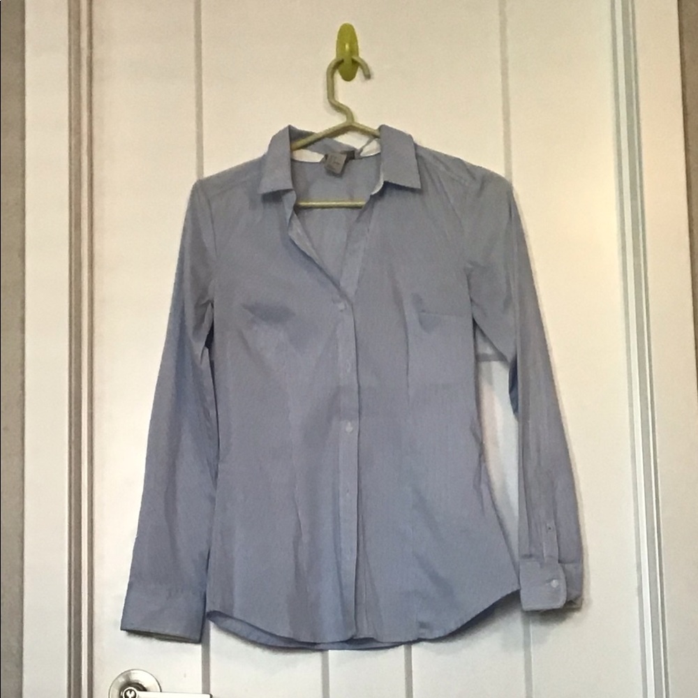 H&M Blue and White Striped Button Down
